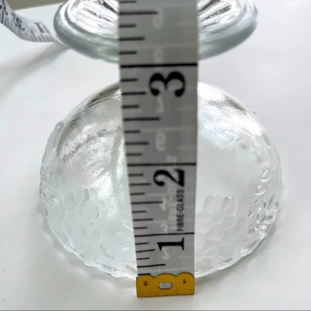Vintage Dessert Footed Pressed Glass Bowls • Raised Frosted Daisy Pattern • (2)